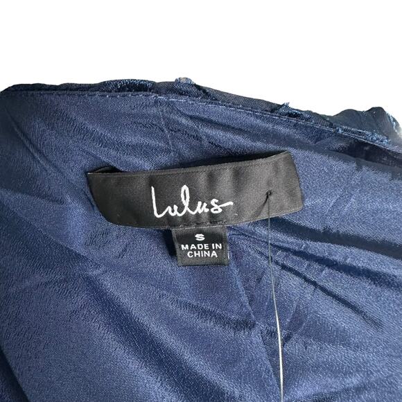 LULUS Lulu's Navy Blue Evening of Elegance Wrap Midi Dress Women's Size S NWT - Picture 8 of 8